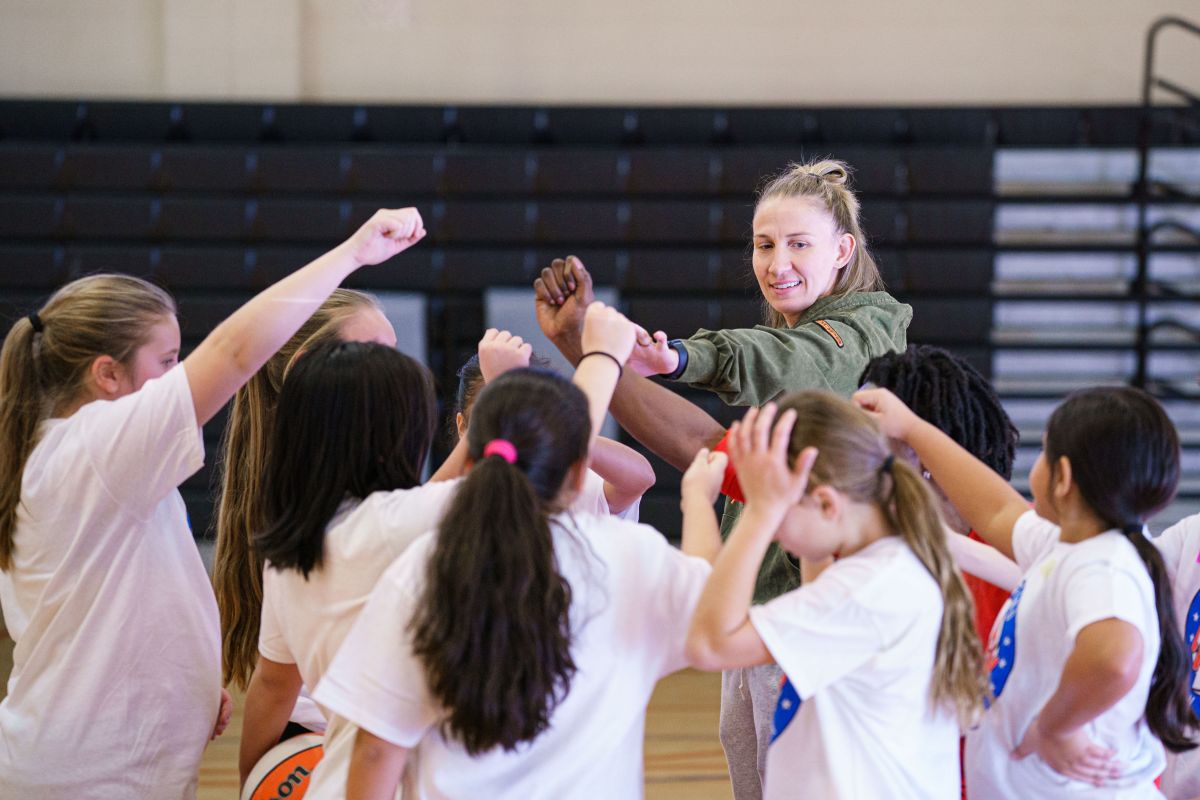 Courtney Vandersloot visits Long Island Nets “Her Time to Shine” Basketball Clinic
